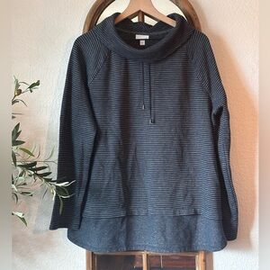 J. Jill XL Striped Cowl Neck Long Sleeve Pullover Sweater